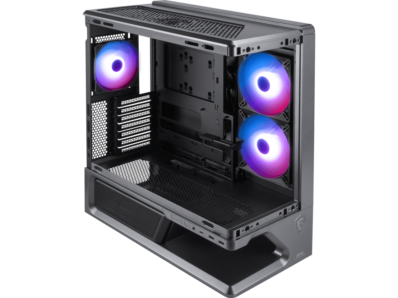 MSI MPG VIXTA 300R PZ Mid-Tower ATX Gaming PC Case - Floating Base Design, L-Shaped Curved Glass, 3 Pre-Installed ARGB Fans, 360mm Radiator Support