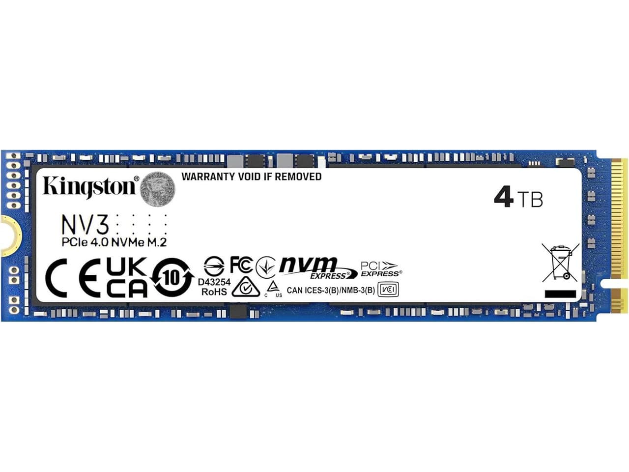 Kingston NV3 M.2 2280 4TB PCIe 4.0 x4 NVMe Internal Solid State Drive - Up to 6000 MB/s SNV3S/4000G