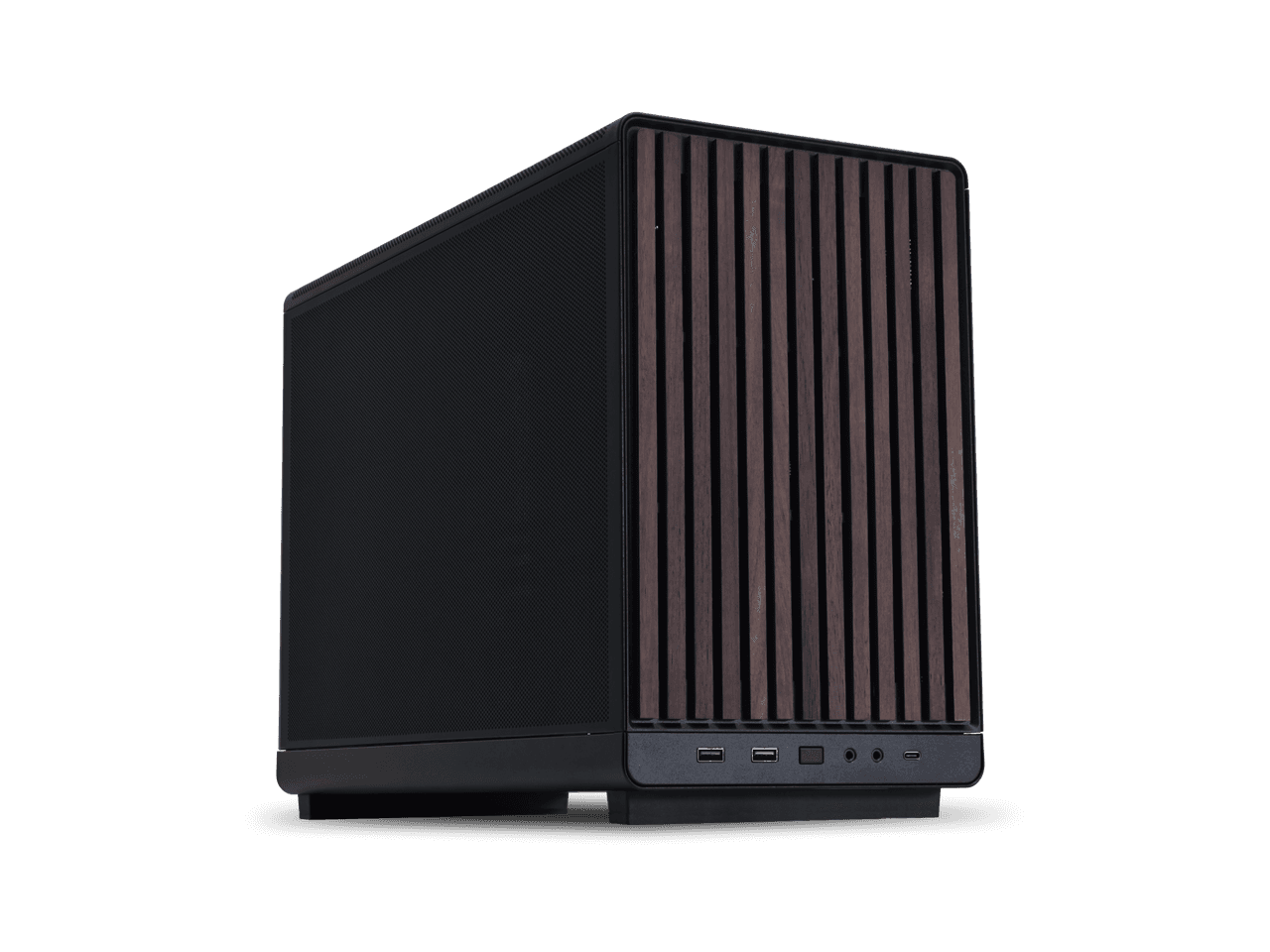 Lian Li A3-mATX PC Case - Wood Edition - Micro ATX Case - Supports 360mm AIO Cooler & 415mm GPU - Wood Front Panel - No Fans Included - Black (A3X-WD)