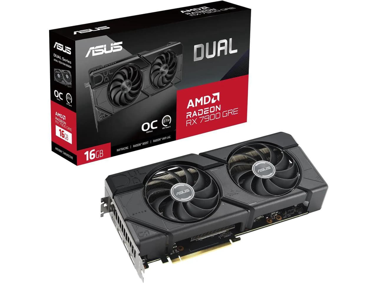 ASUS Dual Radeon RX 7900 GRE OC Edition 16GB GDDR6 (AMD RDNA 3, PCIe 4.0, HDMI 2.1, DisplayPort 2.1) DUAL-RX7900GRE-O16G