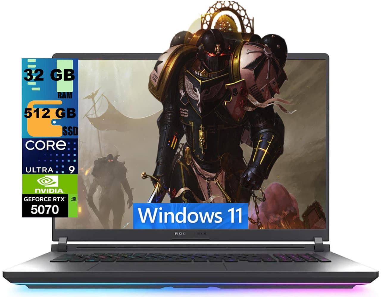 ASUS ROG Strix G18 Gaming Laptop, 18" WUXGA 144Hz, Intel 24-core i9-14900HX Processor, NVIDIA GeForce RTX 5070 8GB GDDR7, 16GB DDR5 512GB PCIe SSD, R