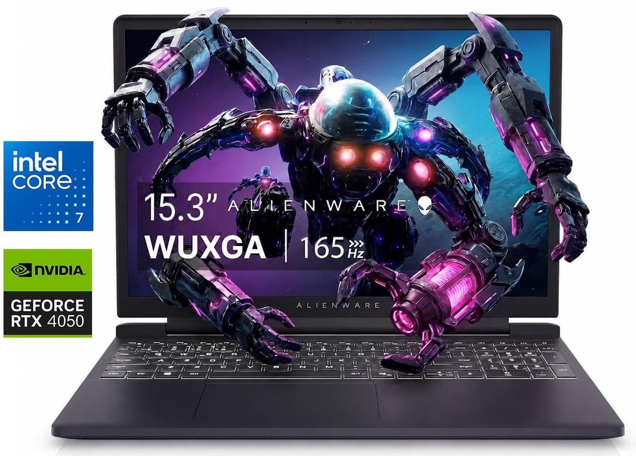 Alienware 15.3" WUXGA 165Hz Gaming Laptop, Intel Core 7 240H, RTX 4050 6GB, 16GB DDR5, 1TB SSD, Black
