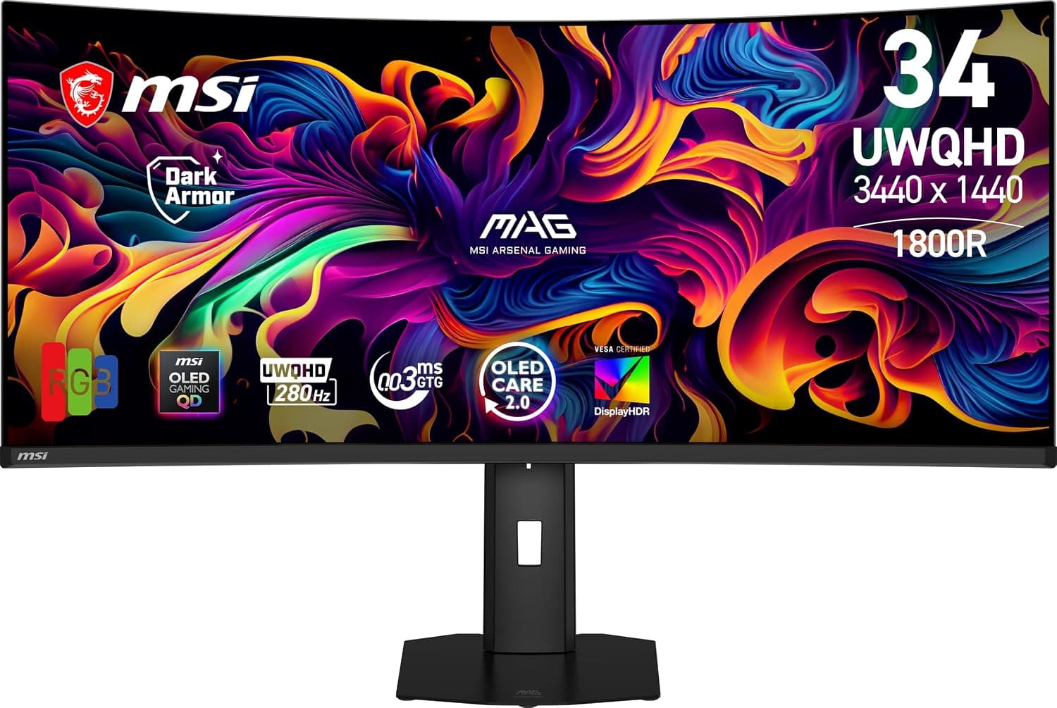 MSI MAG 341CQP QD-OLED 34" OLED 3440x1440 280Hz Gaming Monitor