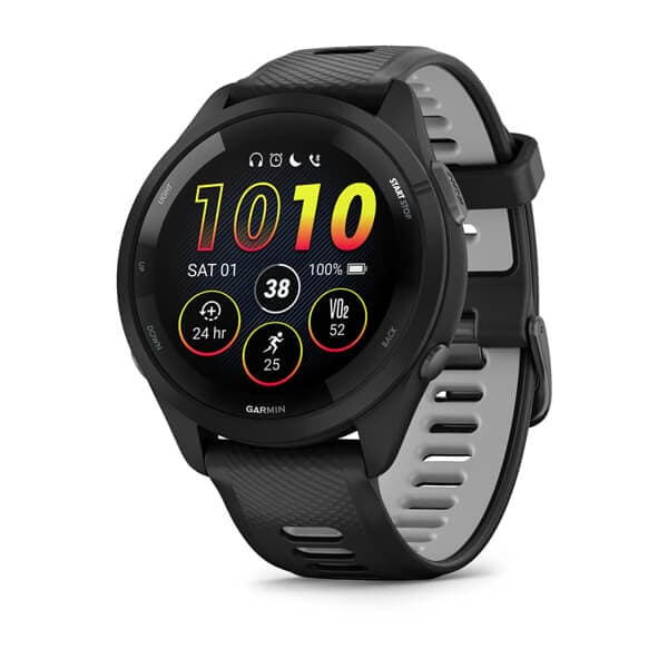 Garmin Forerunner 265 GPS Running Smartwatch 46mm Black Bezel Black/Powder Gray