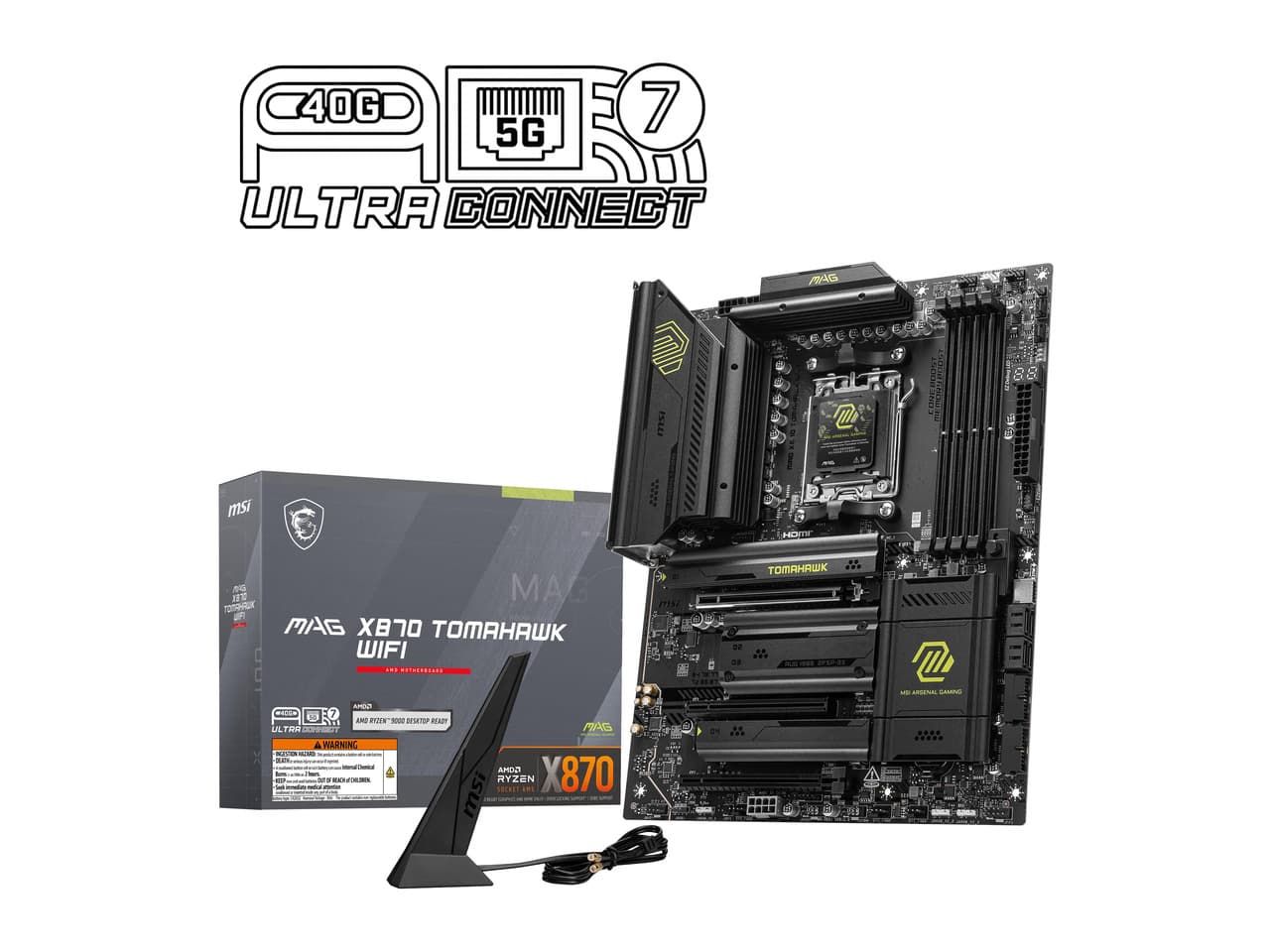 MSI MAG X870 TOMAHAWK WIFI Motherboard, ATX, AM5, DDR5, PCIe 5.0, Wi-Fi 7, 5G LAN, USB4 - AMD X870