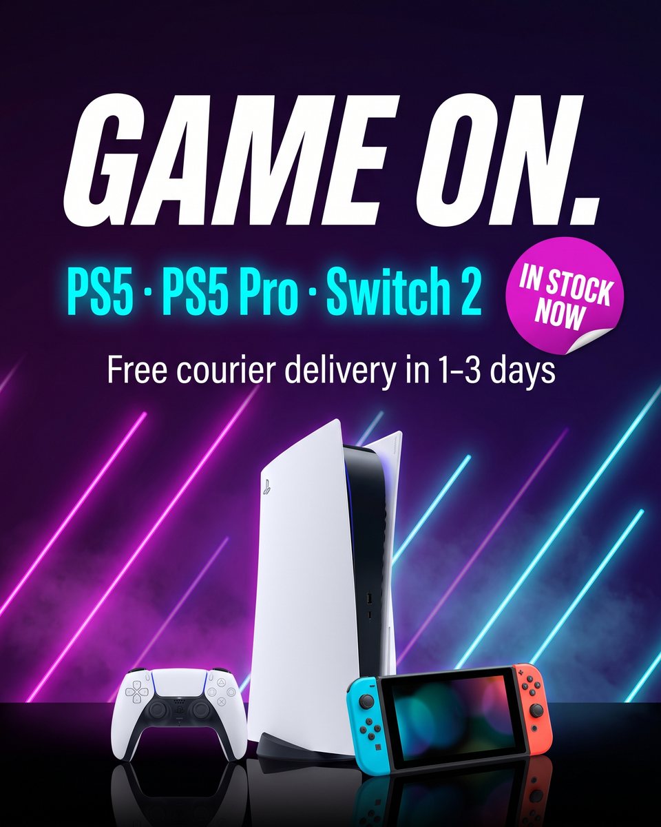 Game on. PS5, PS5 Pro and Switch 2 in stock now — free courier delivery in 1–3 days